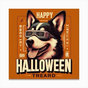 Happy Dog Halloween Canvas Print