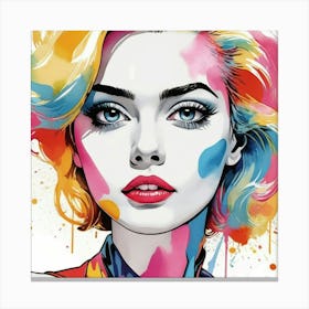 Girl With Colorful Hair 1 Canvas Print