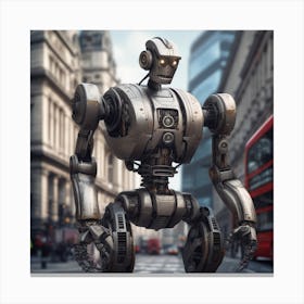 Robot In The City 50 Canvas Print