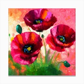 Poppy Dark Flowers Canvas Print