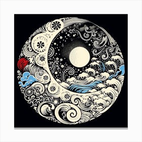 Moon And Waves 9 Canvas Print