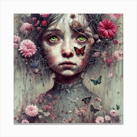 Girl With Butterflies Canvas Print