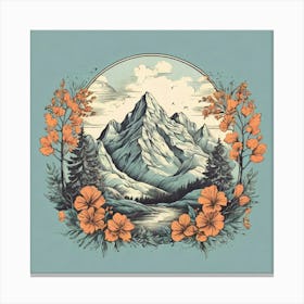 Mountain Landscape With Flowers Canvas Print