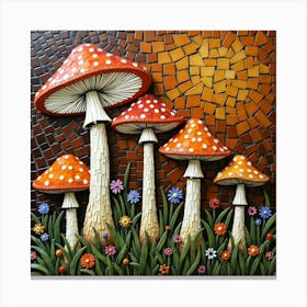 Flux Dev Vibrant Mosaic Art Depicting A Whimsical Mushroom Pat 2 Canvas Print