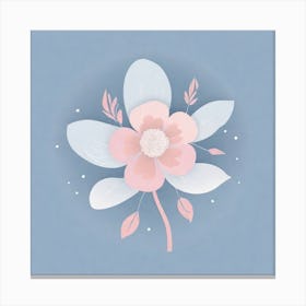 A White And Pink Flower In Minimalist Style Square Composition 82 Canvas Print
