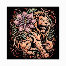 Lion With Flower 1 Canvas Print