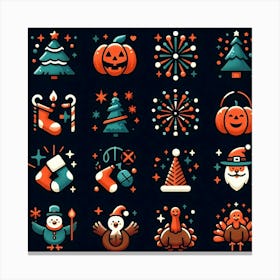 Christmas Icon Set Canvas Print