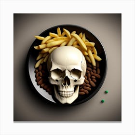 French Fries And A Skull Canvas Print