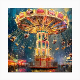 Carousel At Night, Abstract Expressionism, Minimalism, and Neo-Dada Canvas Print