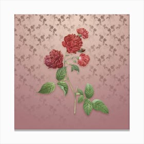 Vintage Red Cabbage Rose in Bloom Botanical on Dusty Pink Pattern n.1337 Canvas Print
