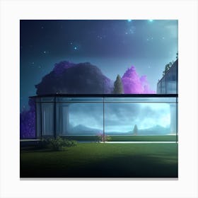 Glass House At Night Canvas Print