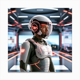 Futuristic Man In Futuristic Suit 45 Canvas Print