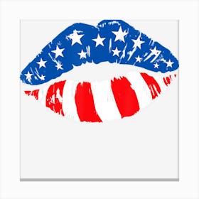 Limited Edition Lips Sexy American Flag 4th Of July Canvas Print