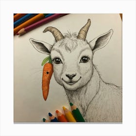 Goat With Carrot Canvas Print