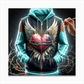Heart And Wings Hoodie Canvas Print
