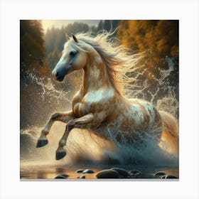Horse Running In Water 3 Canvas Print