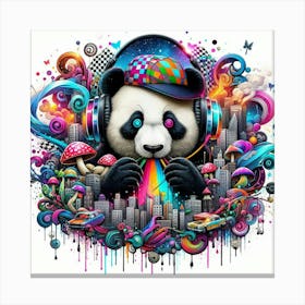 Panda With Headphones Canvas Print