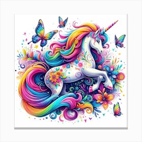 Unicorn With Butterflies 1 Canvas Print