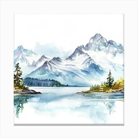 Watercolor Mountain Landscape Canvas Print