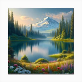 Lake In The Mountains Canvas Print