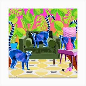Lemurs Square Canvas Print