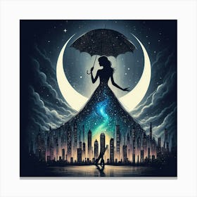 Girl With An Umbrella Canvas Print