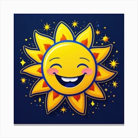 Lovely smiling sun on a blue gradient background 111 Canvas Print