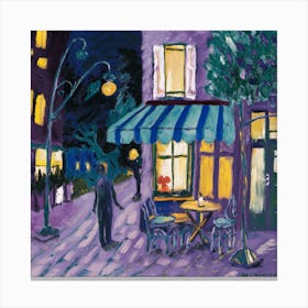 Cafe At Night Canvas Print