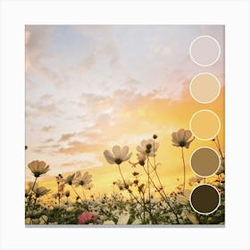 Sunset In A Field Of Flowers Canvas Print