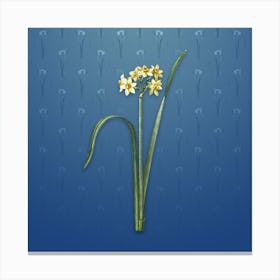 Vintage Cowslip Cupped Daffodil Botanical on Bahama Blue Pattern n.0059 Canvas Print