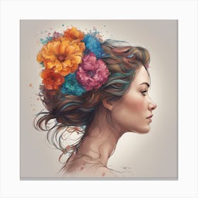 Girl With Flowers In Her Hair Canvas Print