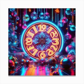 Neon Clock Background Canvas Print