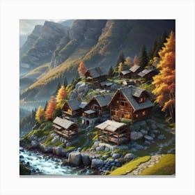 Village In The Mountains 1 Canvas Print