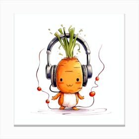 Carrot With Headphones 3 Canvas Print