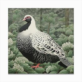 Ohara Koson Inspired Bird Painting Grouse 3 Square Canvas Print