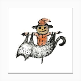 Scarecrow Cat Canvas Print