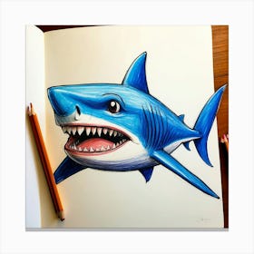 Shark Drawing 4 Canvas Print