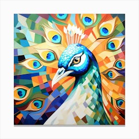 Cubism Art, Peacock 2 Canvas Print