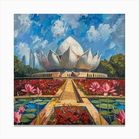 Lotus Temple India Delhi Canvas Print