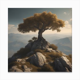 Tree On Top Of Mountain 11 Canvas Print