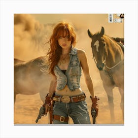 Cowgirl With Guns Canvas Print