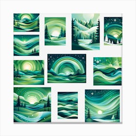 Aurora Set, vector art Canvas Print