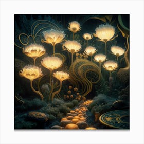 Gilded Garden Nocturnal Blooms (7) Canvas Print