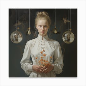 'The Girl With Flowers' Canvas Print