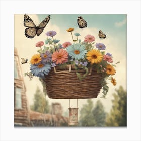 Basket Of Flowers Canvas Print