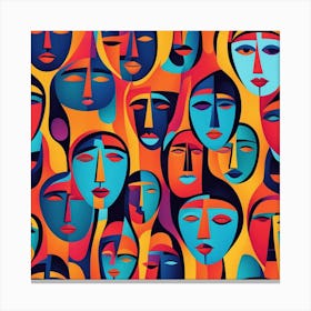 Colorful Faces Of People Canvas Print