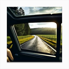 Move Drive Car Countryside Speed Mirror View Window Rear Asphalt Transport Driving Heave (7) Canvas Print