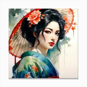 Japan Traditional Geisha Illustration By Ad 77 Canvas Print