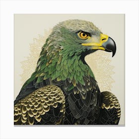 Ohara Koson Inspired Bird Painting Golden Eagle 2 Square Canvas Print