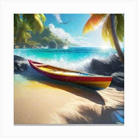 Boat On The Beach Canvas Print